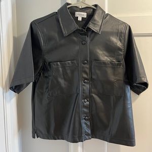 Black Evereve faux leather t-shirt